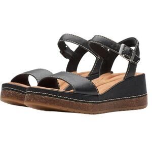 Clarks Womens Kassanda Lily Sandals US 7.5 M EU 38 Black Leather NIB